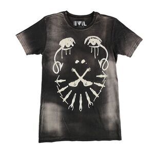 Evil Genius Womens Boo Hoo Metallic Graphic T-Shirt, Black, NWT